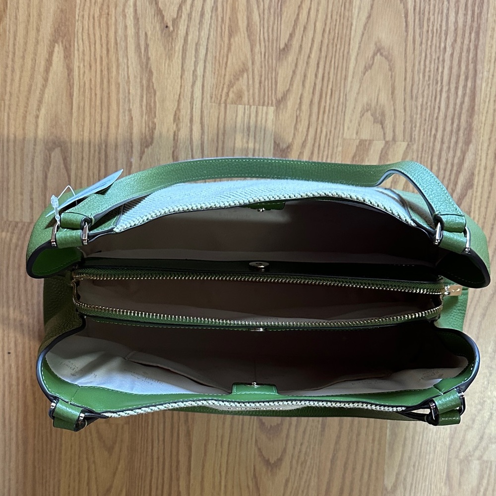 Kate Spade Green Leather Shoulder Bag with Top Zipper and Interior Organization - Picture 2 of 8
